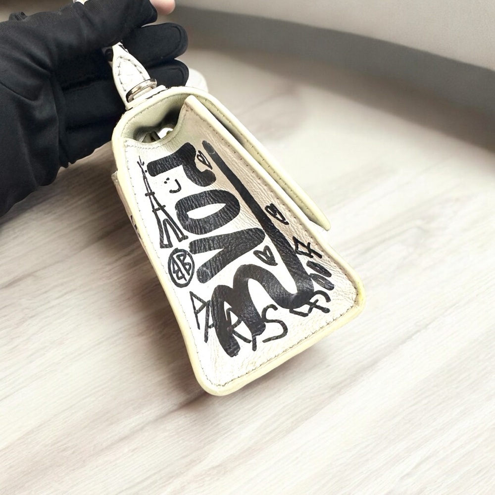 Authentic Balgencia  calfskin Graffiti Hourglass handle bag mini - Picture 7 of 11